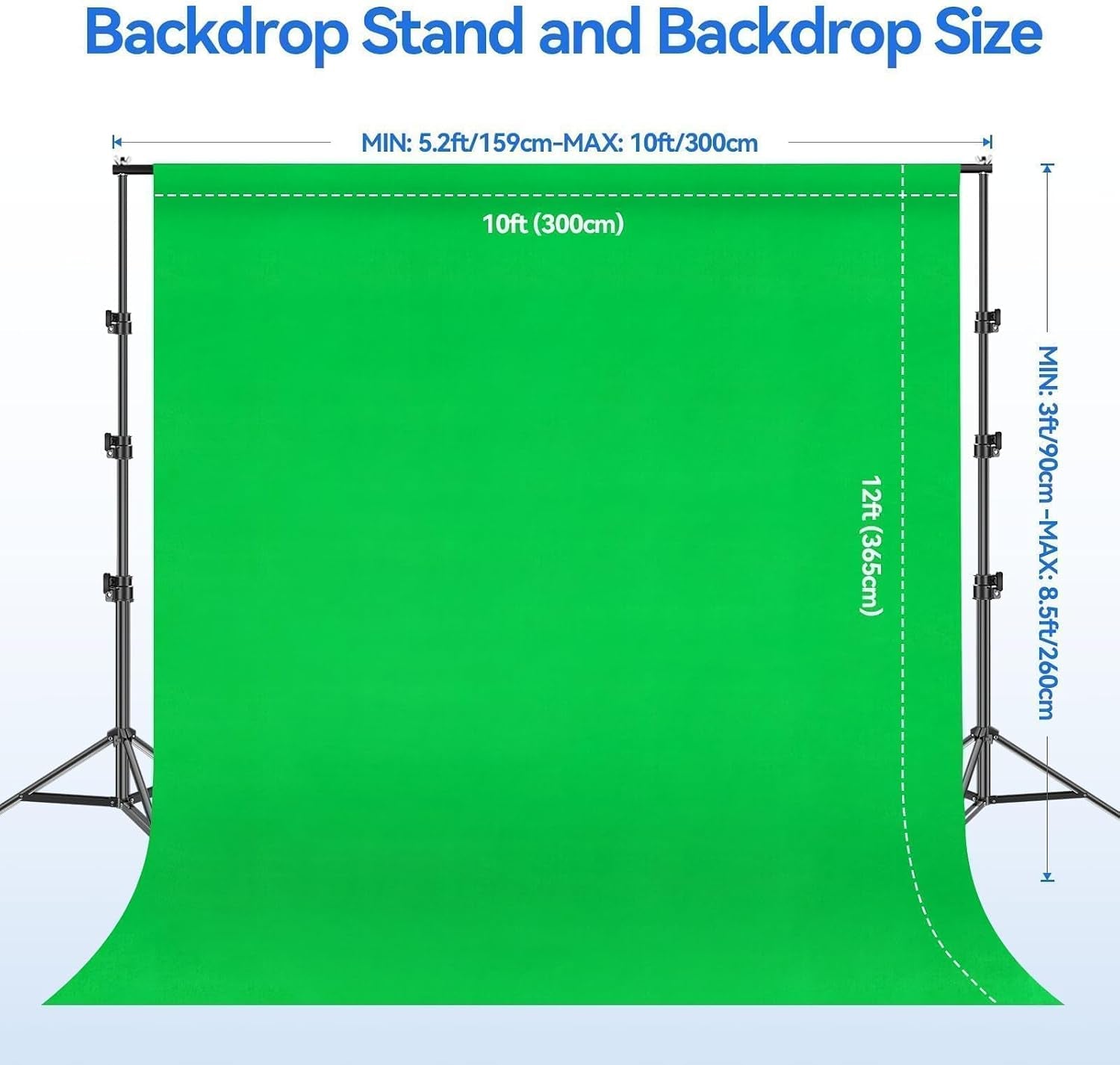 Green Screen Backdrop Kit, 8.5X10Ft Stand with 10X12Ft Backdrop