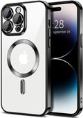Magnetic Clear Case Compatible with Iphone 15 Pro Max, Flexible Fashion Cover, Black