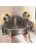Wall Mounted Shower Basket,Rust-Free Suction Shelf, Holds Toiletries&Towel, Quick Installation, No Tools Needed, Easy Wipe Clean